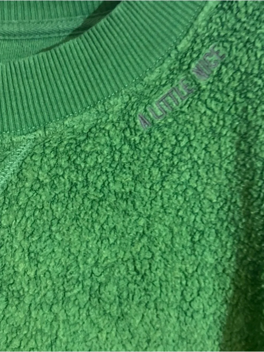 Aerie Green Fuzzy Oversized Sweatshirt Sz L Ribbed Side Slit Shirt A Little Nice
